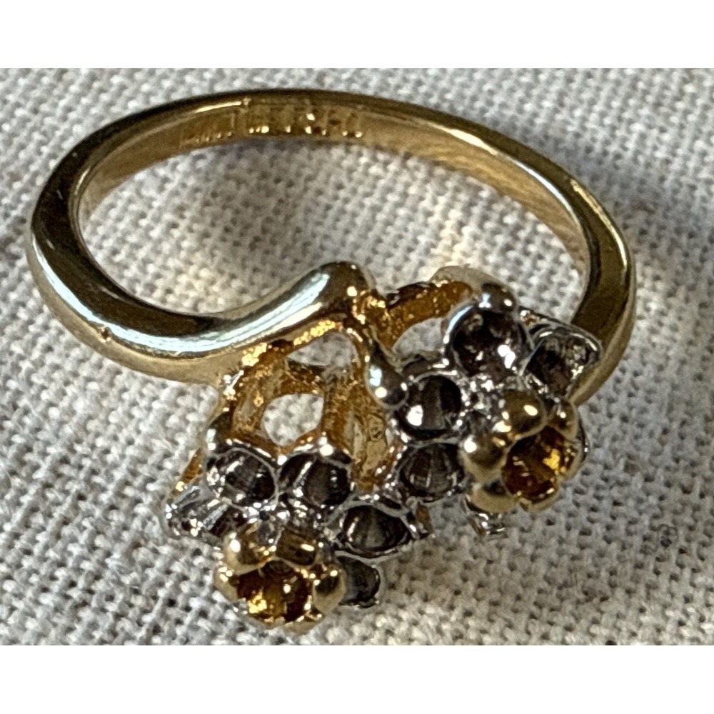 Vintage Signed Espo 14kt GE‎ Setting ONLY Double Daisy Size 6.5